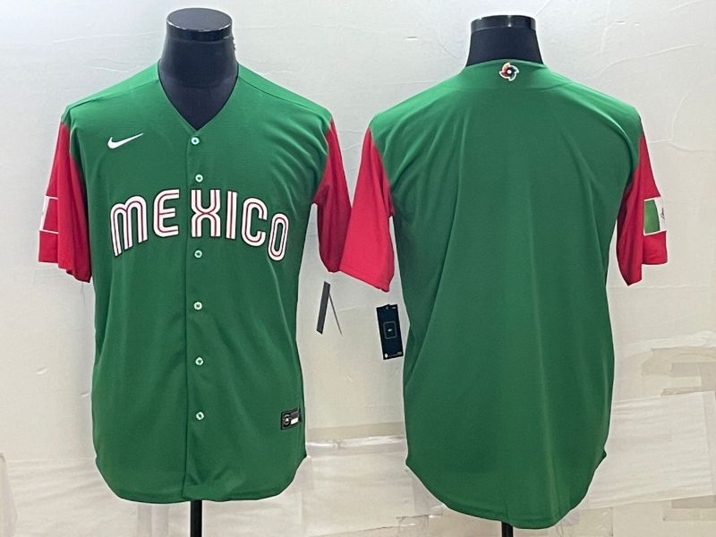 Men 2023 World Cub Mexico Blank Green Nike MLB Jersey->more jerseys->MLB Jersey